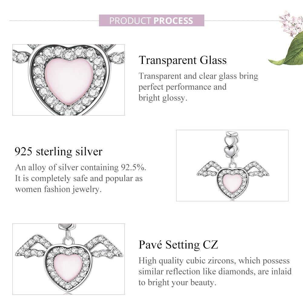 925 Sterling Silver Heart Wing Pendant For Diy Bracelets & Necklaces 5