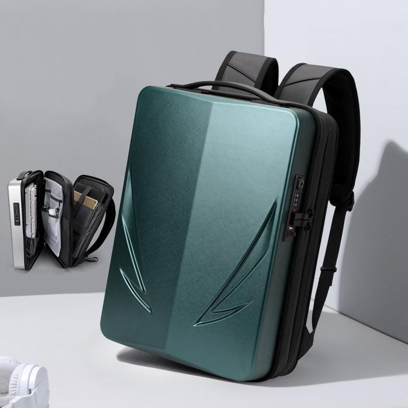 Men Gaming Backpack - Double-layer Hard Shell - Green