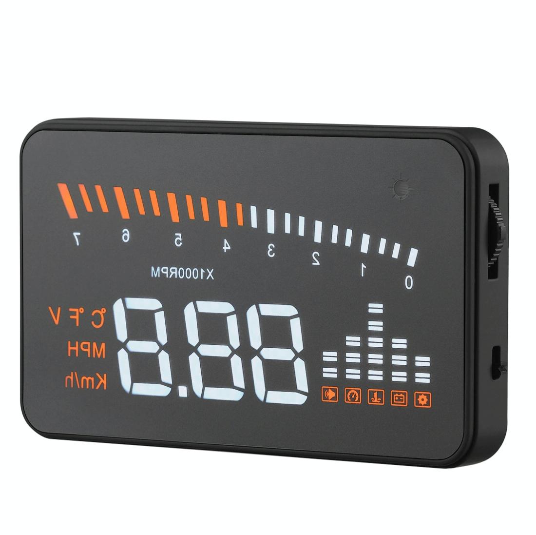 3 Inch Hud For Cars Obdii / Eobd System Light Sensors Rotation Speed Voltage Water Temp Alarm Black
