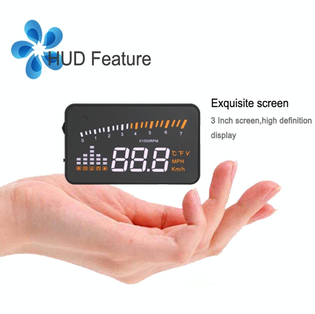 3 Inch Hud For Cars Obdii / Eobd System Light Sensors Rotation Speed Voltage Water Temp Alarm Black 5