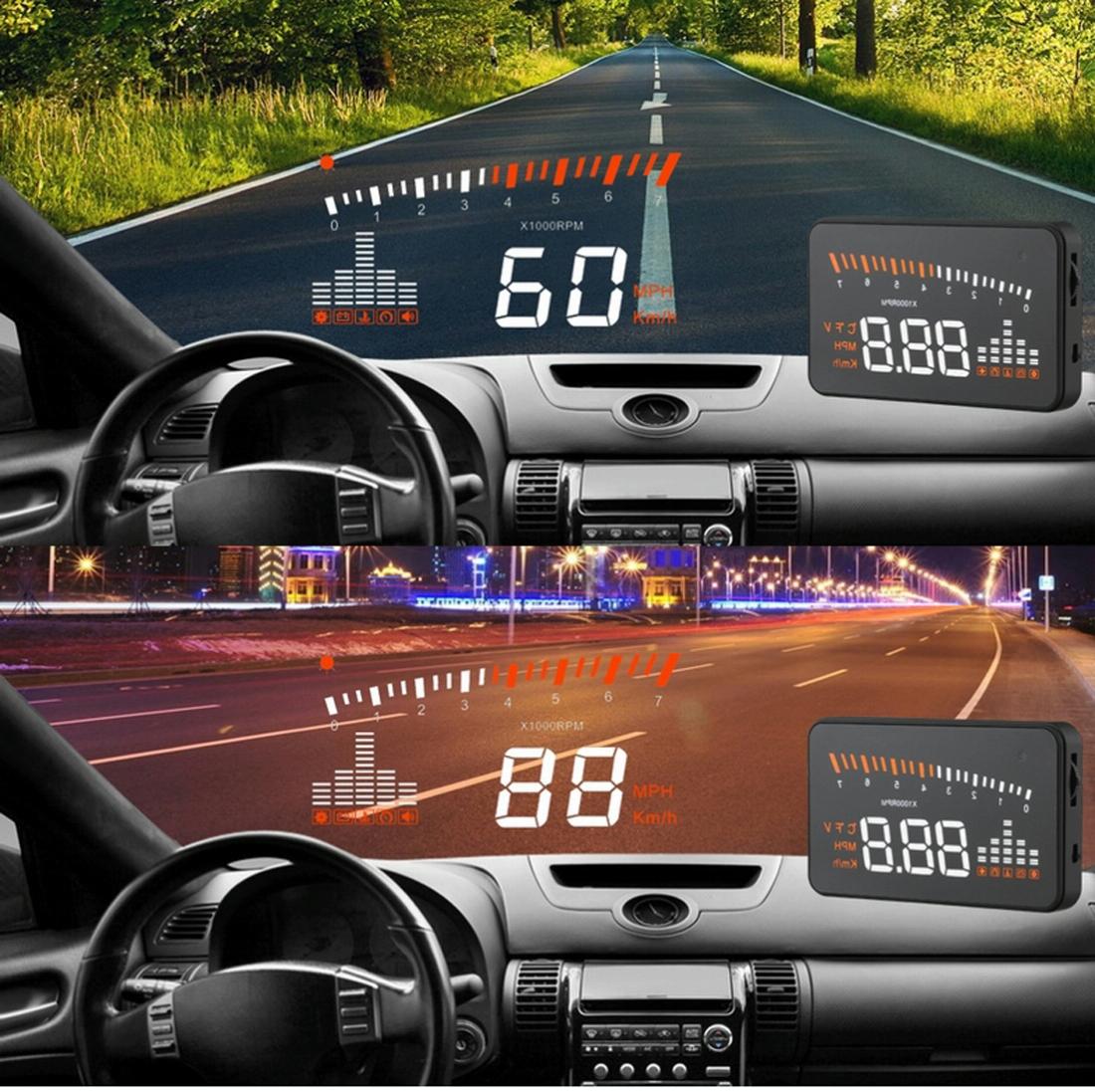 3 Inch Hud For Cars Obdii / Eobd System Light Sensors Rotation Speed Voltage Water Temp Alarm Black 8