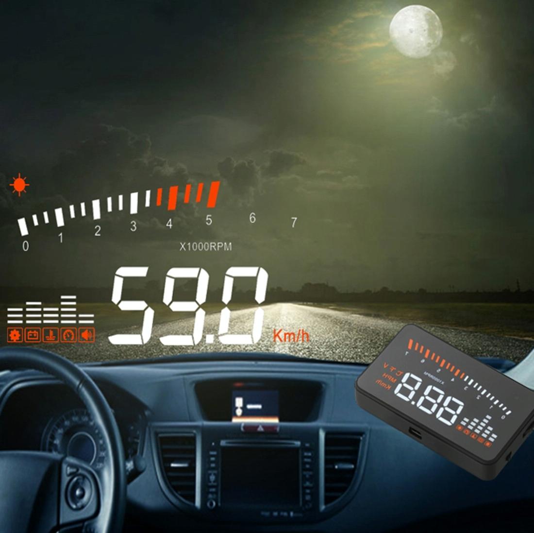 3 Inch Hud For Cars Obdii / Eobd System Light Sensors Rotation Speed Voltage Water Temp Alarm Black 9