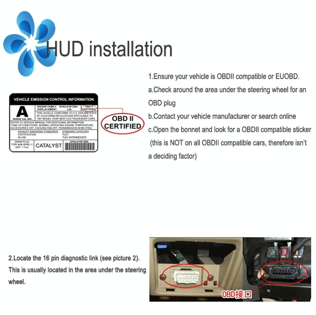 3 Inch Hud For Cars Obdii / Eobd System Light Sensors Rotation Speed Voltage Water Temp Alarm Black 12