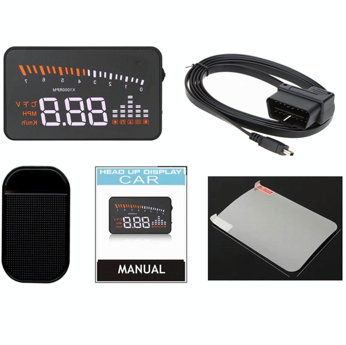 3 Inch Hud For Cars Obdii / Eobd System Light Sensors Rotation Speed Voltage Water Temp Alarm Black 15