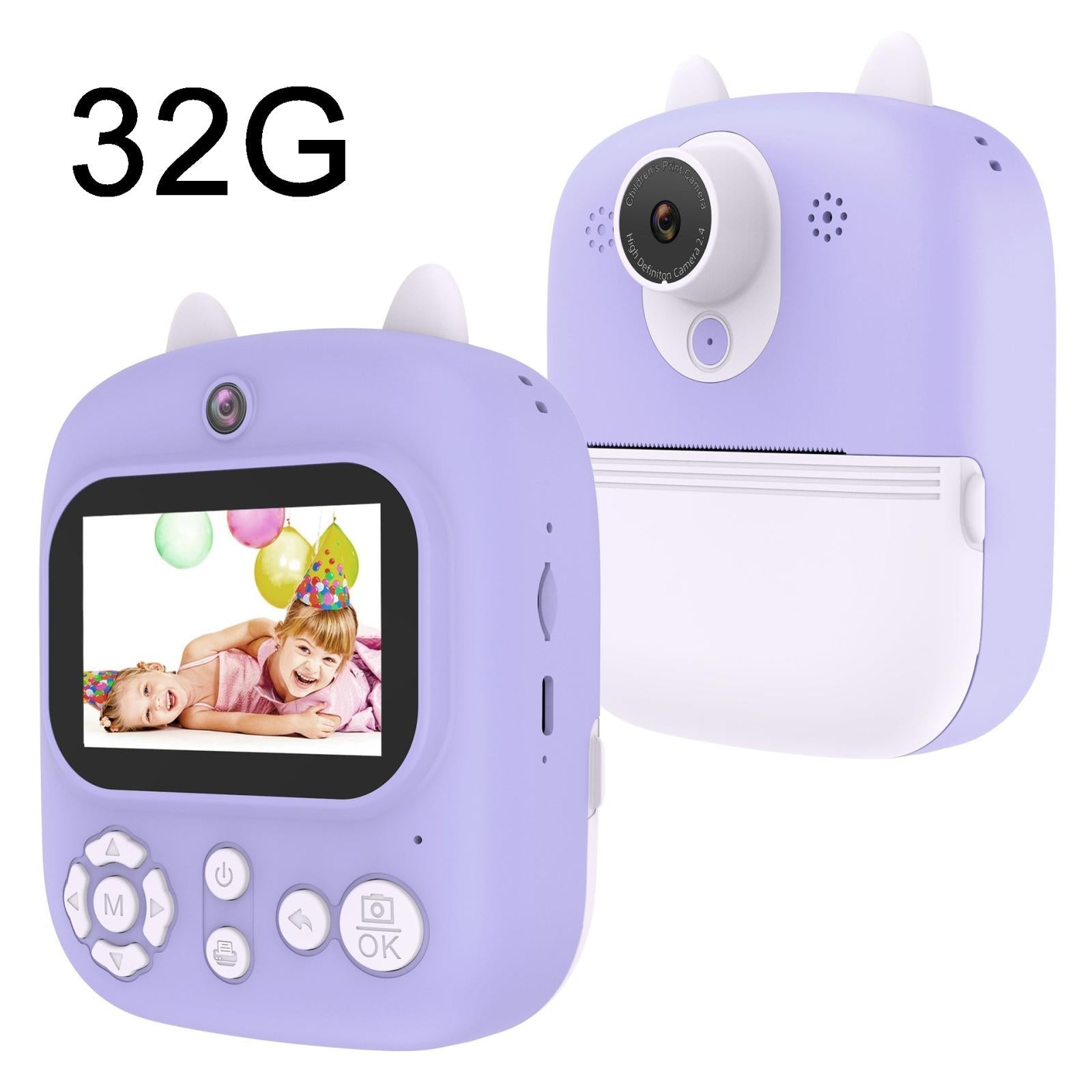 32g Instant Camera with 2.4 Display & Card Reader for Kids - 1200w Blue - 32G + Card Reader Pink