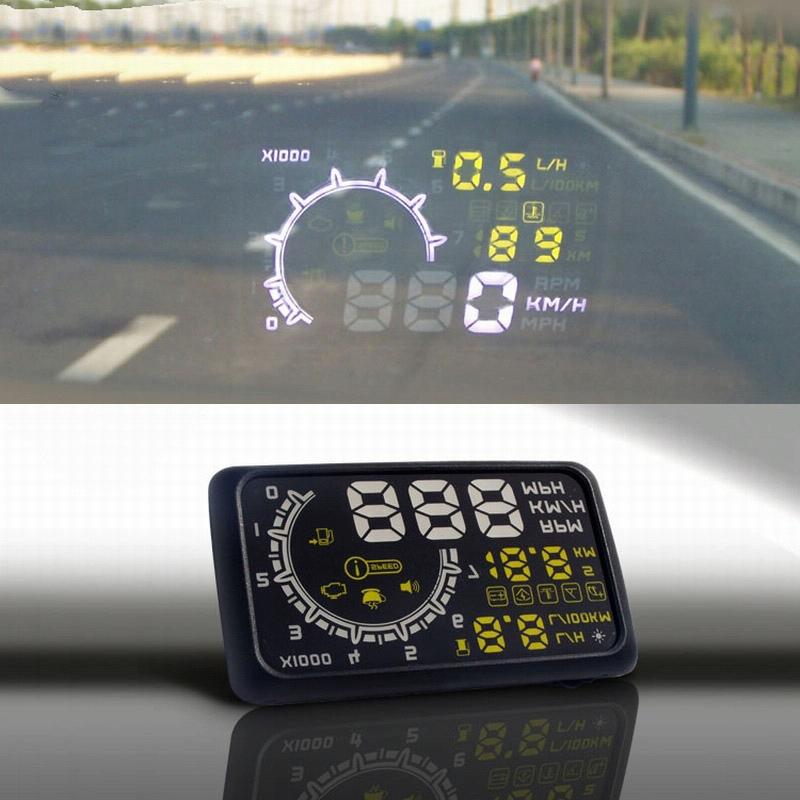 5.5 Inch Car Obdii Hud Fuel Consumption Warning System With Led 5
