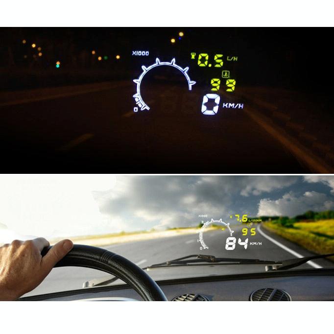 5.5 Inch Car Obdii Hud Fuel Consumption Warning System With Led 6