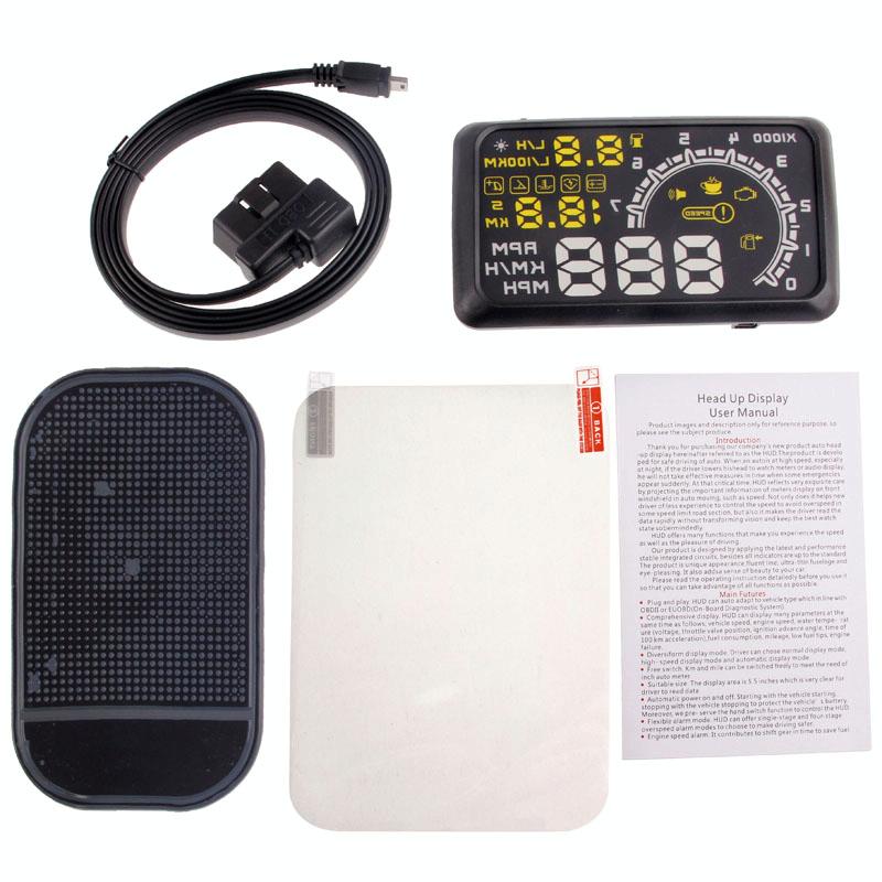 5.5 Inch Car Obdii Hud Fuel Consumption Warning System With Led 7