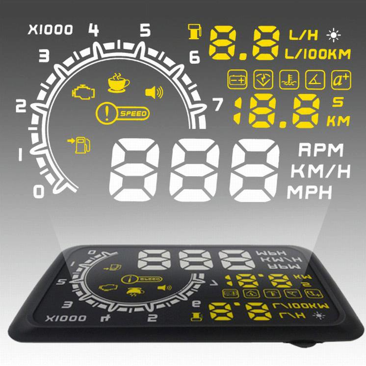 5.5 Inch Car Obdii Hud Fuel Consumption Warning System With Led 13