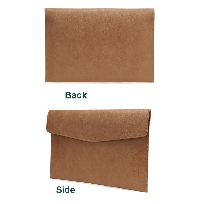 14 Laptop Sleeve & Power Bag - Litchi Pattern Pu Leather - Light Brown 4