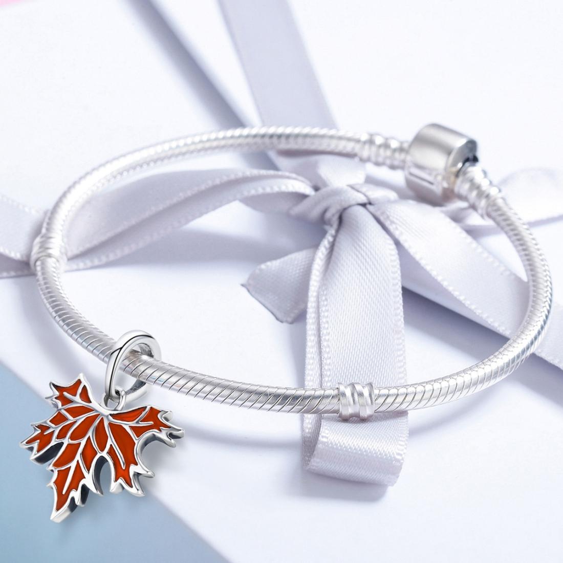 925 Sterling Silver Autumn Maple Leaf Beaded Bracelet 4