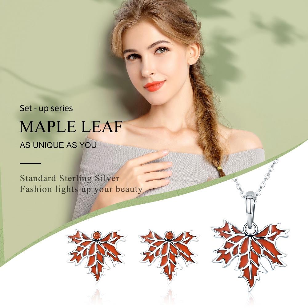 925 Sterling Silver Autumn Maple Leaf Beaded Bracelet 7