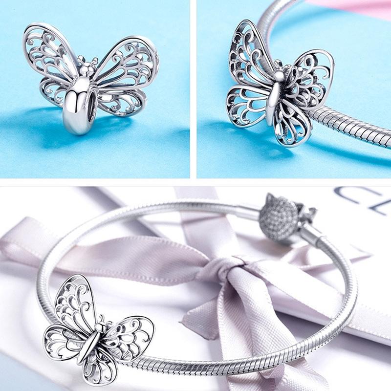 925 Sterling Silver Diy Butterfly Bracelet With Pearl Accents Bsc062 3