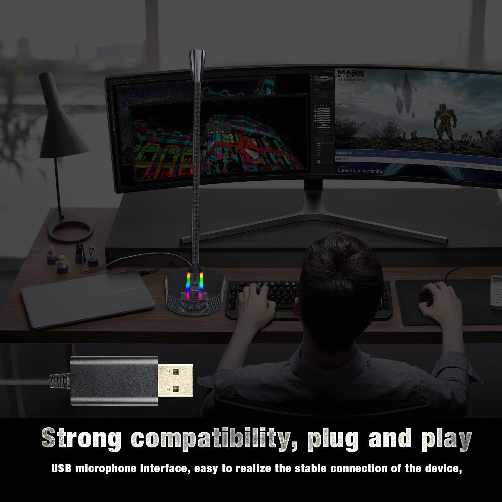 Flexible Usb Microphone With Rgb Lighting For Voice Chat And Video Conferencing 8