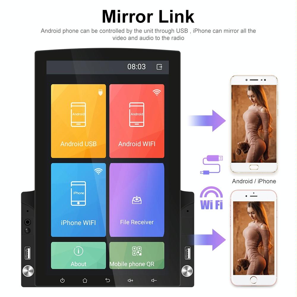 9.7 Inch Vertical Screen Android Car Mp5 Player With Hd 2.5D Glass Navigation And 12-Light Camera 11