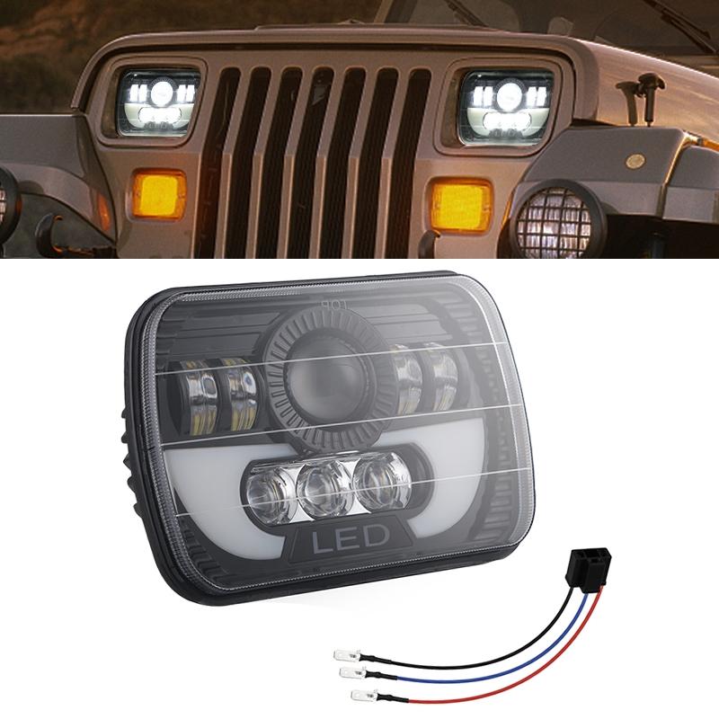 7 Inch 35W 4000Lm 6000K + Amber Car Truck Square Led Headlights Work Lights Spotlight 4