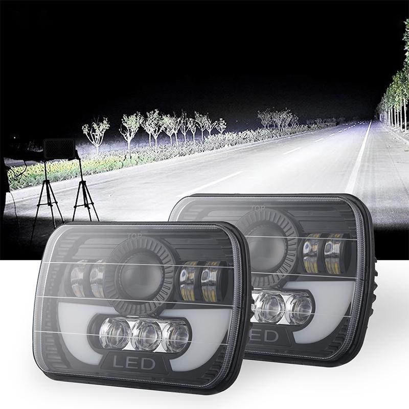 7 Inch 35W 4000Lm 6000K + Amber Car Truck Square Led Headlights Work Lights Spotlight 5