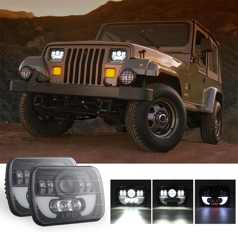 7 Inch 35W 4000Lm 6000K + Amber Car Truck Square Led Headlights Work Lights Spotlight 6