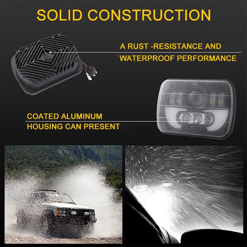 7 Inch 35W 4000Lm 6000K + Amber Car Truck Square Led Headlights Work Lights Spotlight 10