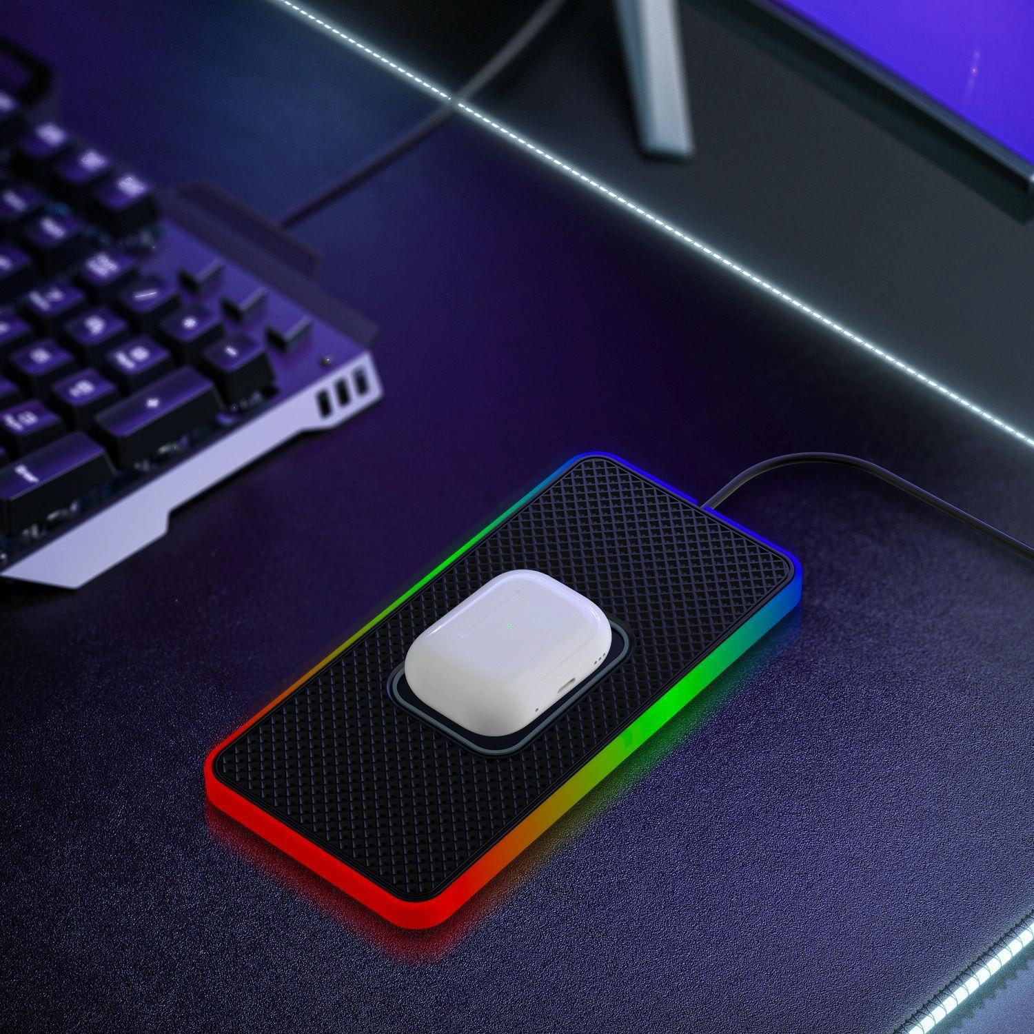 15w 2-in-1 Car Wireless Charger with Non-slip Mat and Colourful Light - 0.3m Usb Cable - Usb-C/Type-C Cable 0.3M 7