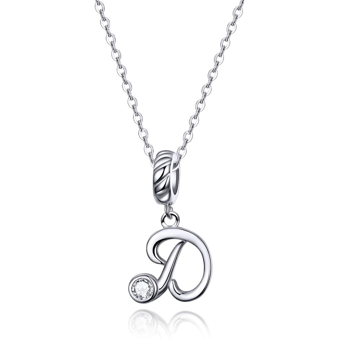 925 Sterling Silver Personalized Letter Pendant For Diy Bracelets And Necklaces Style - D 4