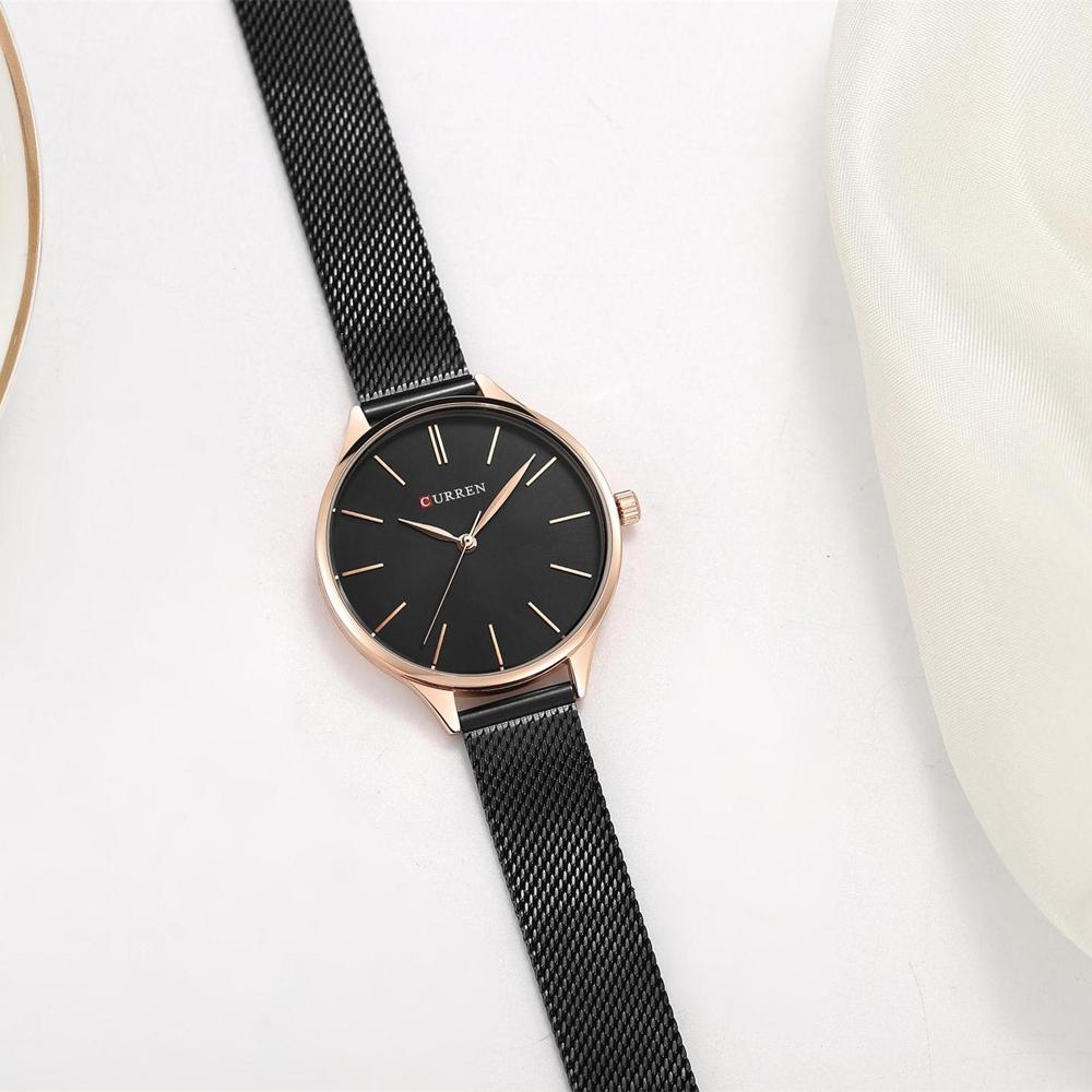 Waterproof Women Quartz Watch with Steel Strap - Casual Design - Rose Shell Rose Surface 5