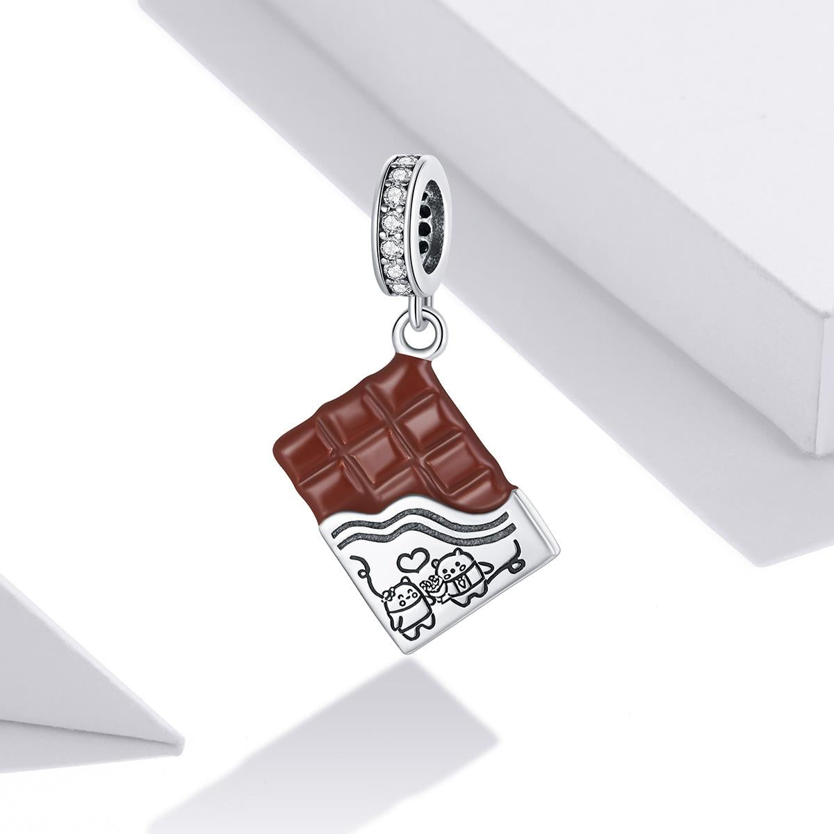 925 Sterling Silver Charming Chocolate Pendant For Bracelets & Necklaces 3
