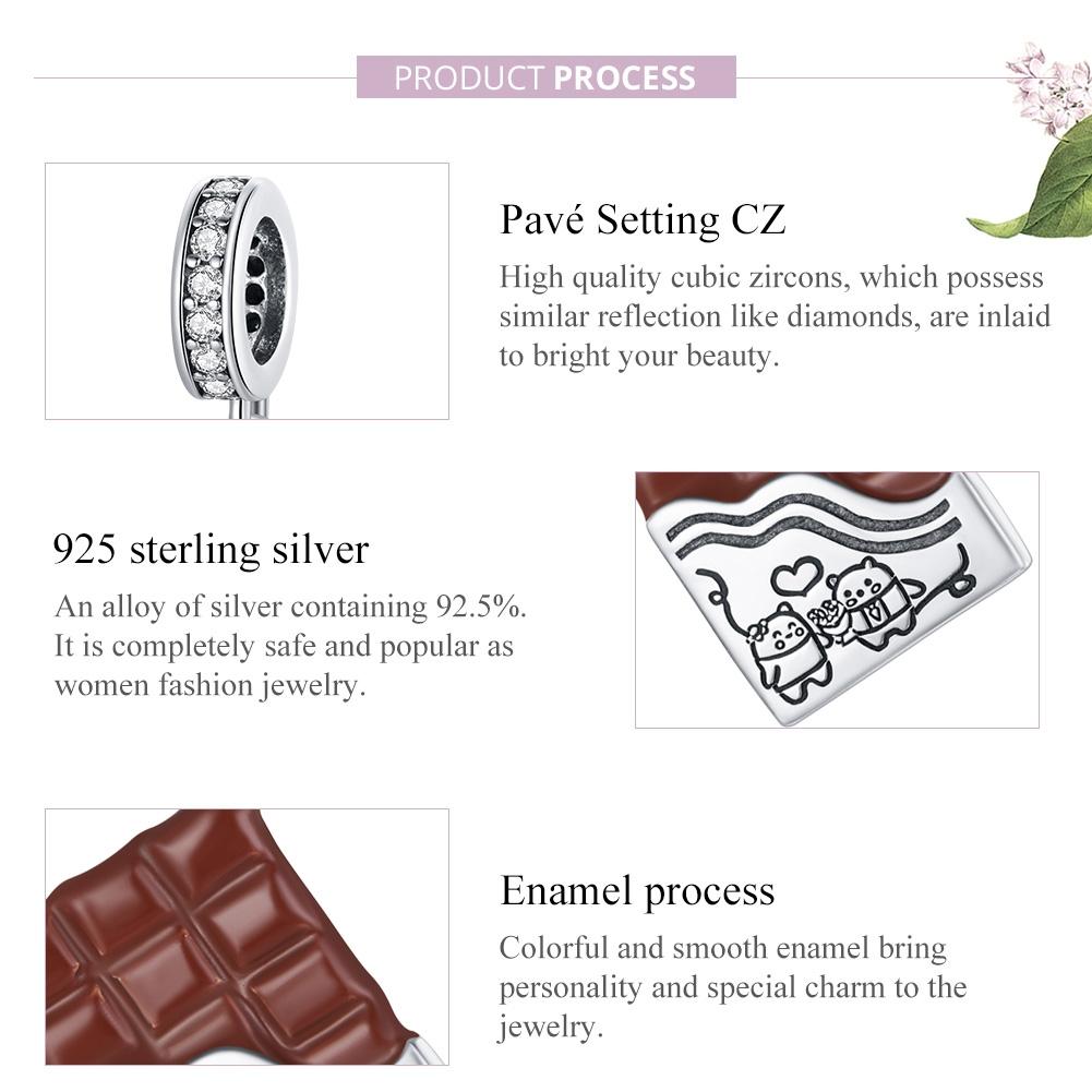 925 Sterling Silver Charming Chocolate Pendant For Bracelets & Necklaces 6