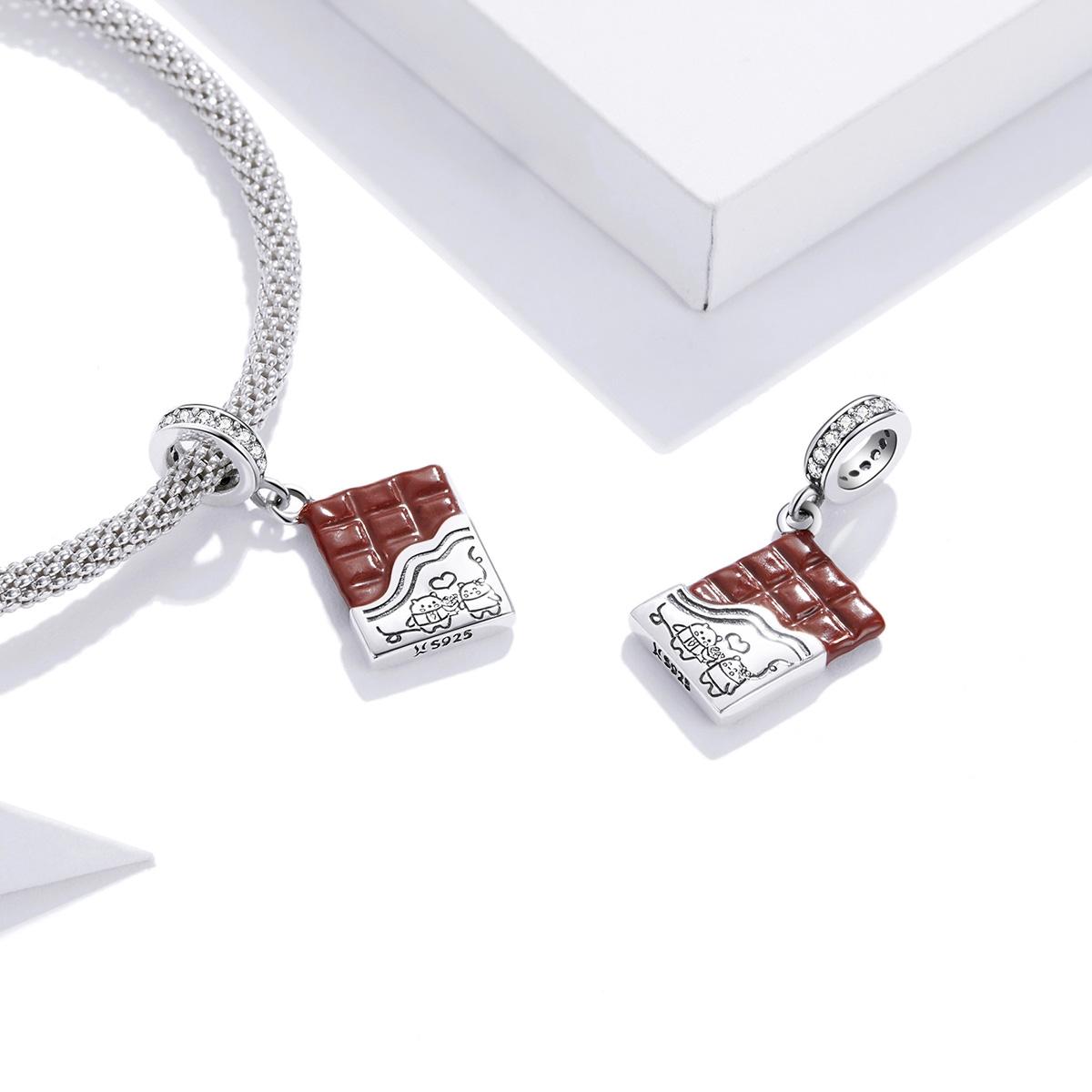 925 Sterling Silver Charming Chocolate Pendant For Bracelets & Necklaces 7