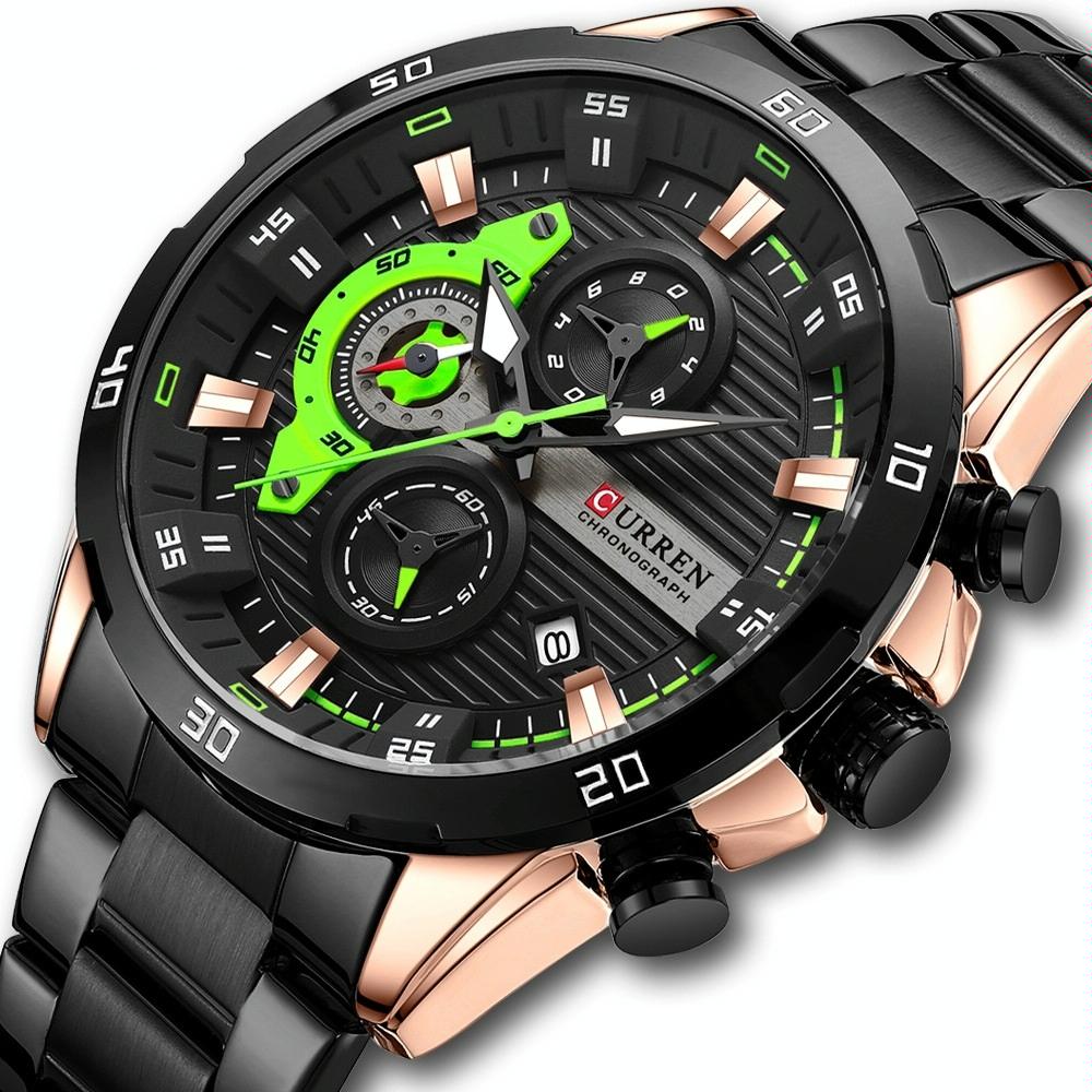 Six-hand Business Quartz Watch with Steel Strap - Calendar - White Shell Black 13