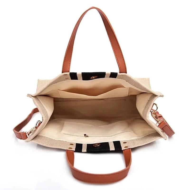 Large Canvas Crossbody Bag For Women Black - Zipper Model Black 3