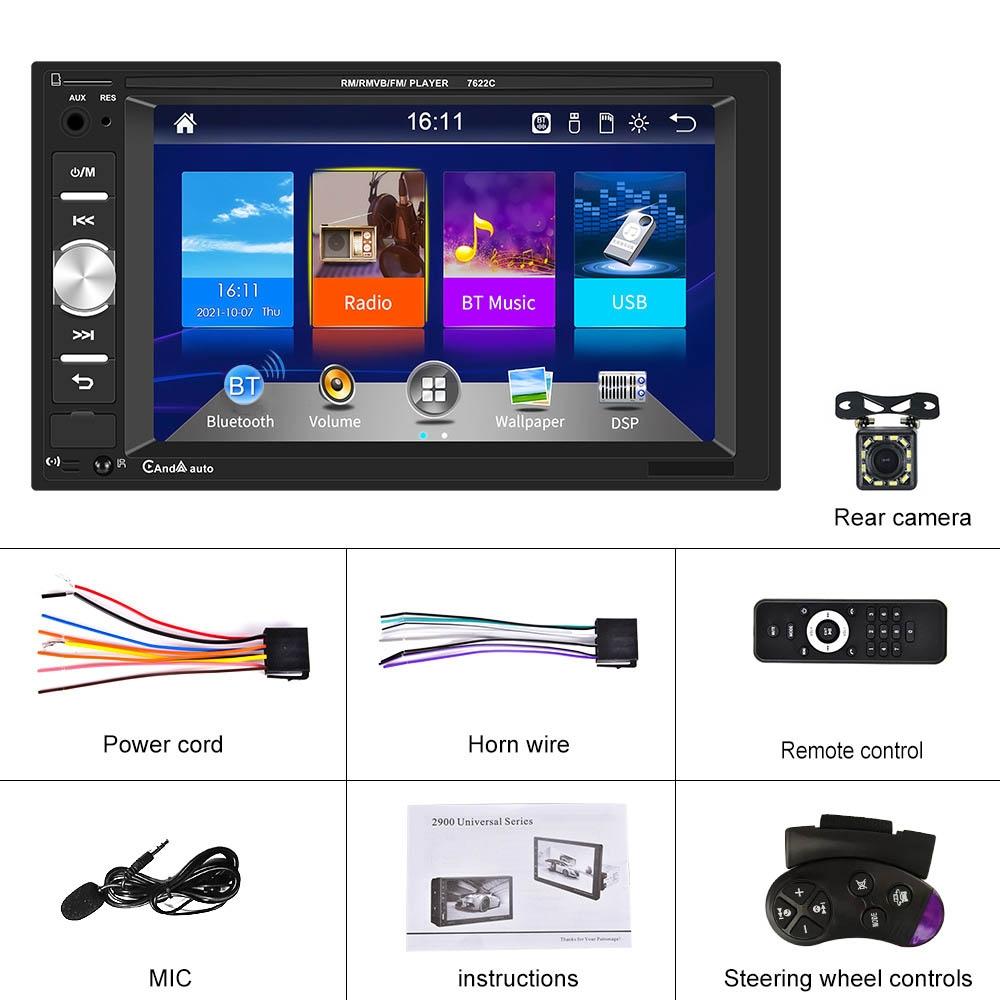 6.2 Inch Dual Spindle Hd Car Mp5 Player With Carplay - Standard + 12 Light Camera 3