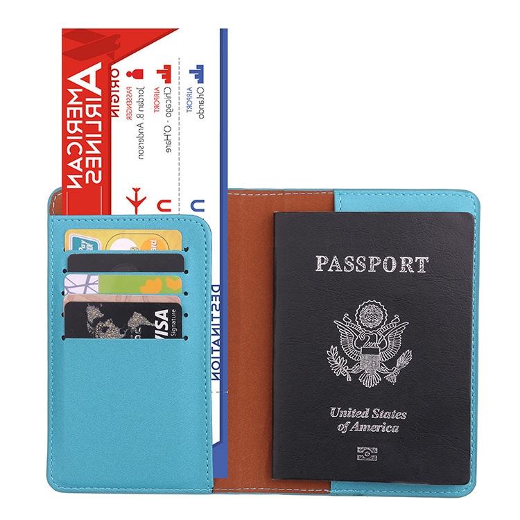 Frosted Pu Multi Card Passport Holder Travel Abroad Sky Blue 4