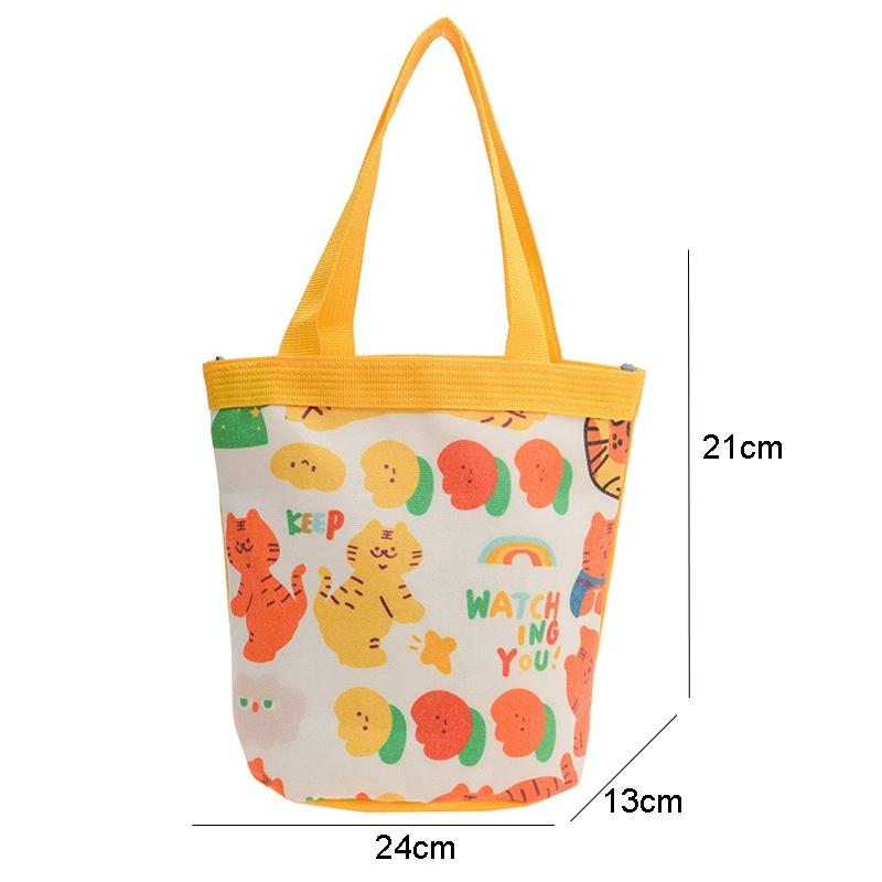 Cartoon Graffiti Bento Bag - Cute Canvas Handbag - Model 2 Blue 3