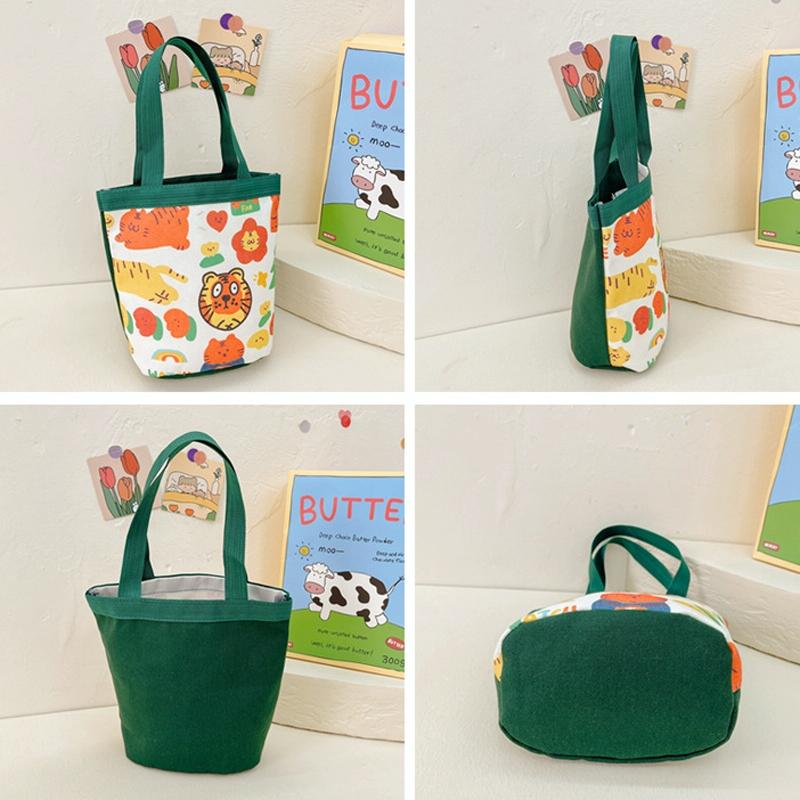 Cartoon Graffiti Bento Bag - Cute Canvas Handbag - Model 2 Blue 4
