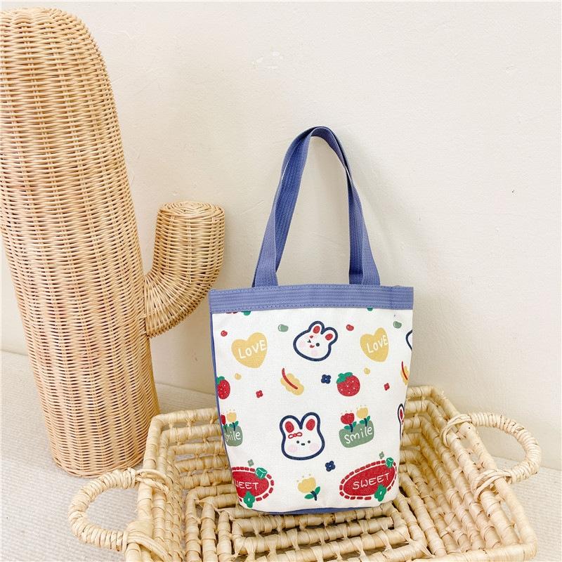 Cartoon Graffiti Bento Bag - Cute Canvas Handbag - Model 2 Blue 9