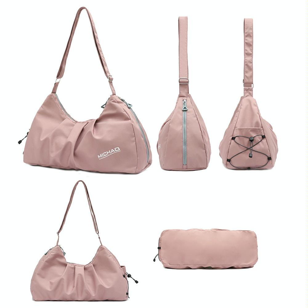 Swim Bag with Shoe Compartment - Beige Dry / Wet Separation - Pink 6