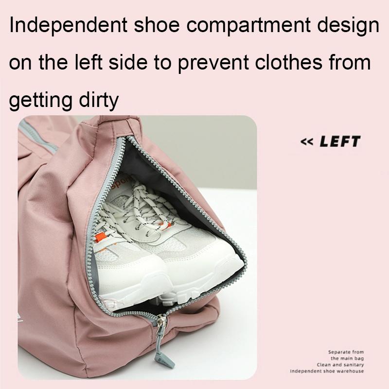 Swim Bag with Shoe Compartment - Beige Dry / Wet Separation - Pink 9