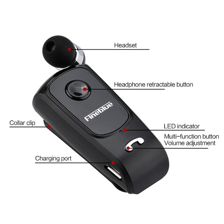 Retractable Bluetooth Headset with Caller Vibration Reminder 3