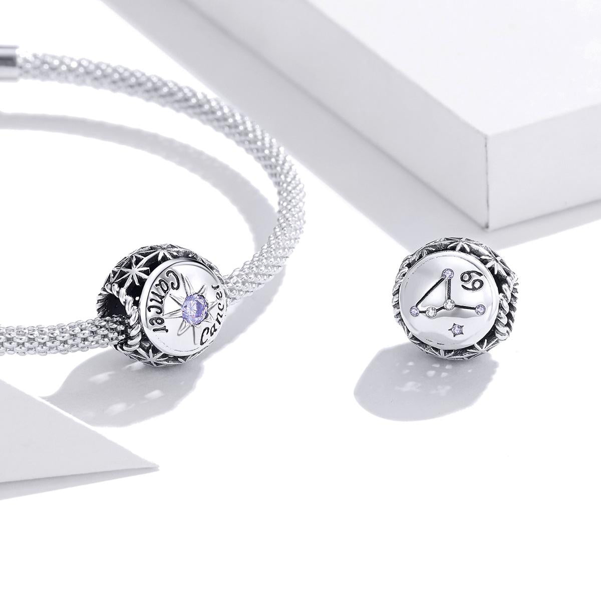925 Sterling Silver Zodiac Zircon Bead Bracelet / Necklace Set Cancer Style - Cancer 5