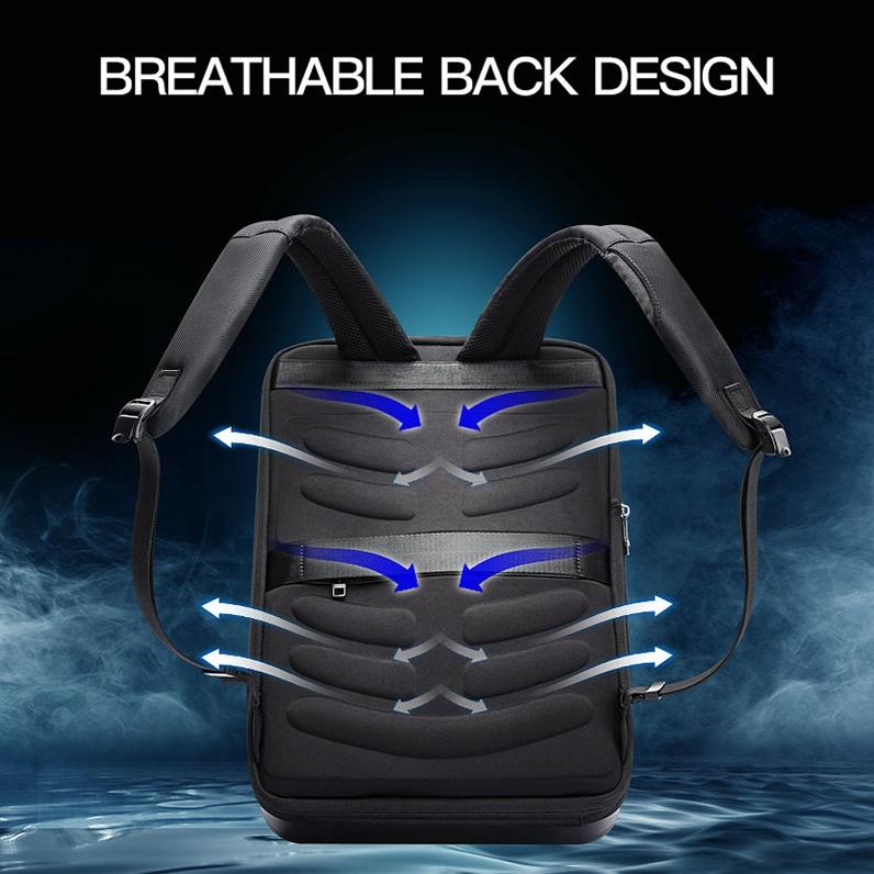 Waterproof Expandable Backpack with Usb Charging - Black Password Protected 4