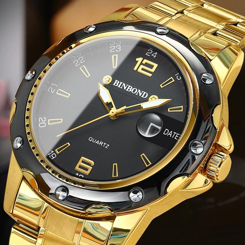 Waterproof Luminous Quartz Watch for Outdoor - Full Gold-Black-Gold Nail 4