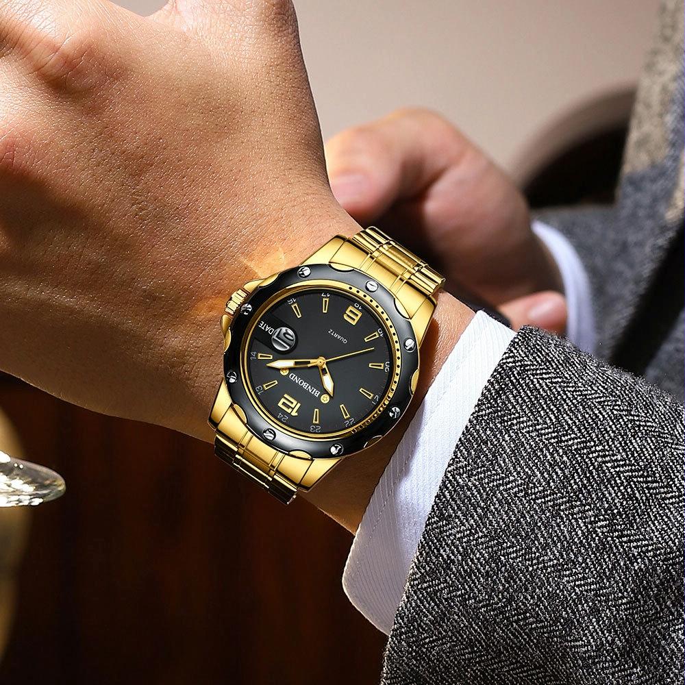 Waterproof Luminous Quartz Watch for Outdoor - Full Gold-Black-Gold Nail 8