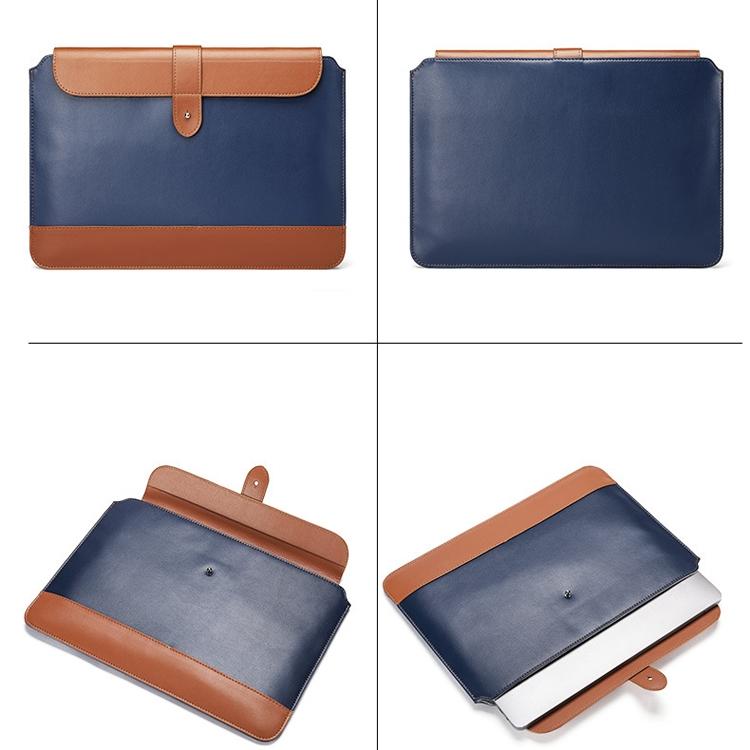11-12 Inch Microfiber Notebook Liner Bag - Blue & Brown 3