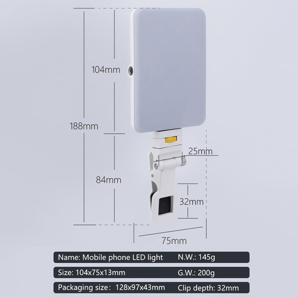Rechargeable Clip Fill Light - 60 Leds 3 Light Modes Front & Back Clip a Type Blue - B Type White 5