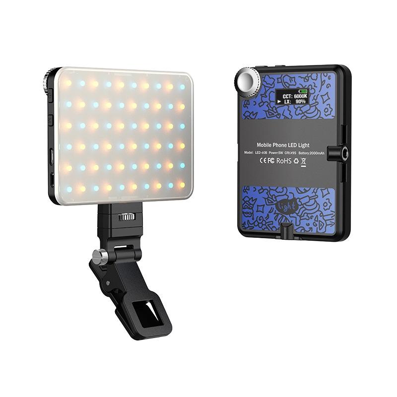Rechargeable Clip Fill Light - 60 Leds 3 Light Modes Front & Back Clip a Type Blue - B Type White 15