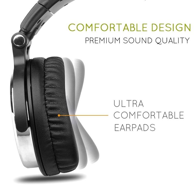 Head-Mounted Wired Headphone With Noise Reduction & Mic Grey Blue 4