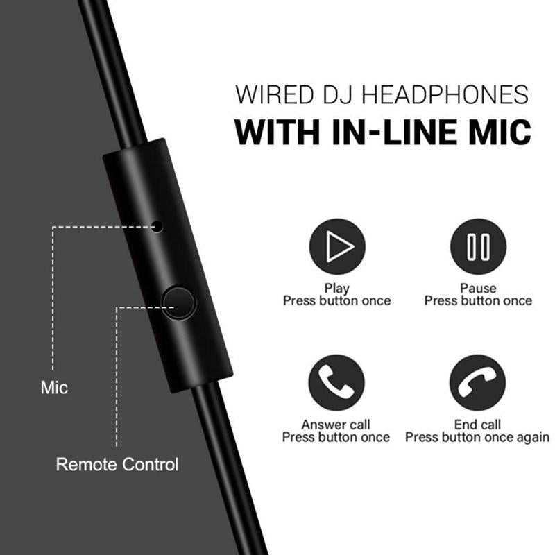 Head-Mounted Wired Headphone With Noise Reduction & Mic Grey Blue 5