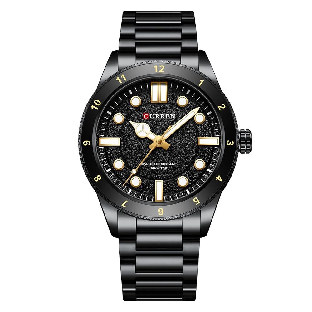 Men Steel Strap Business Quartz Watch - Sporty Design - Black Shell Black