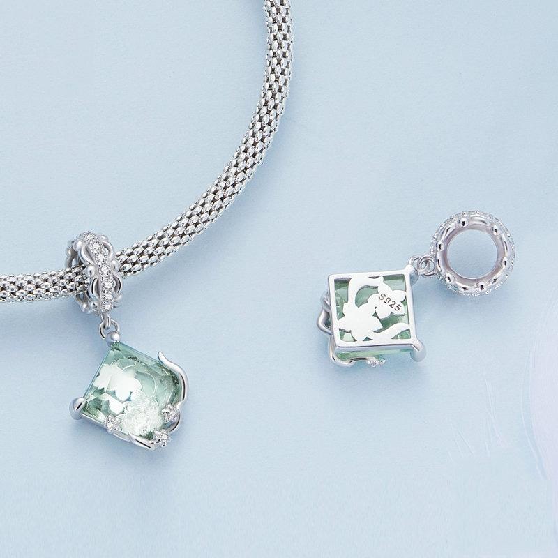 925 Sterling Silver Natural Flower Pendant For Diy Bracelet Style - Flower 3